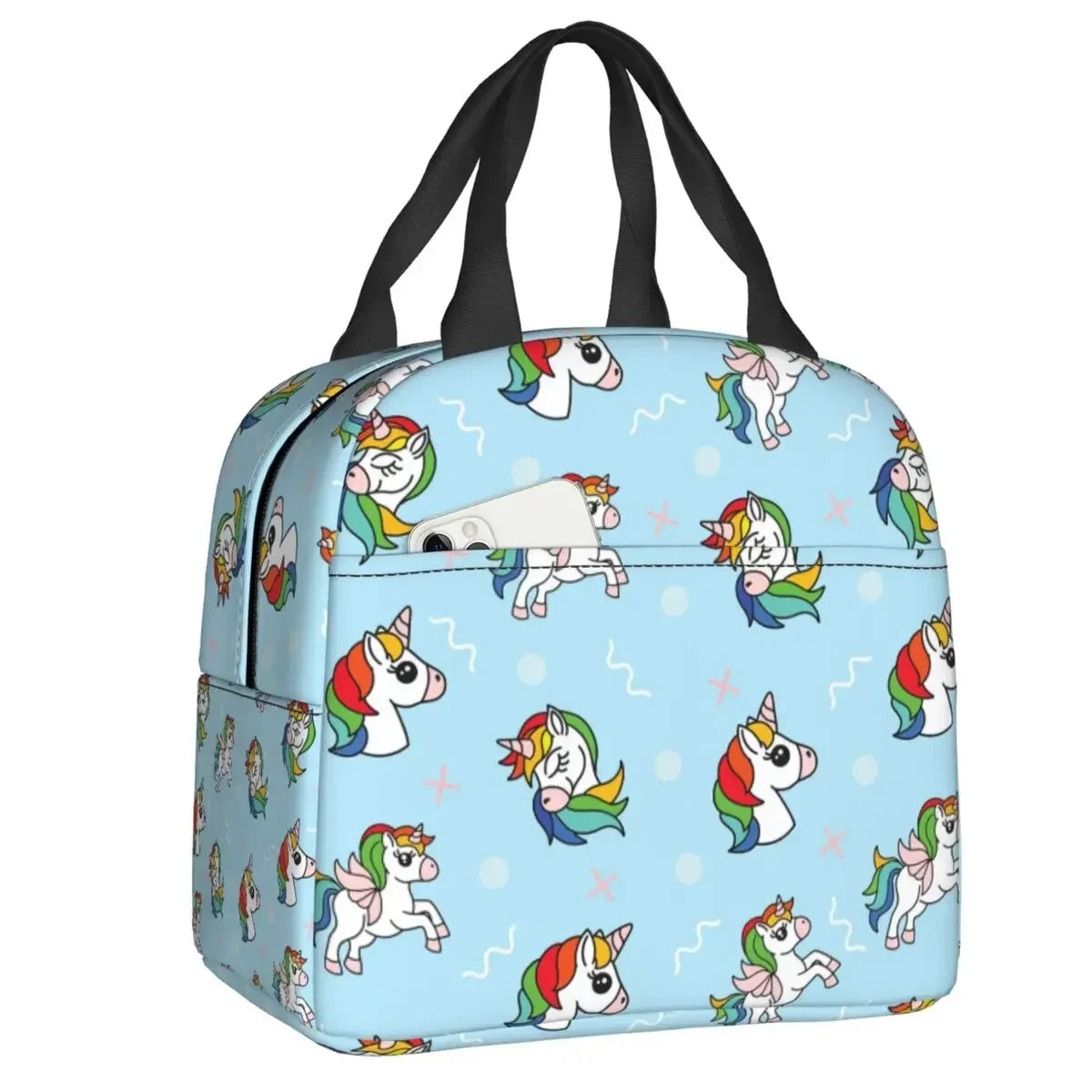 Unicorn Rainbow Insulated Lunch Tote Bag For Shooting Star And Magic Wand Thermal Cooler Food Lunch Box Work School Travel