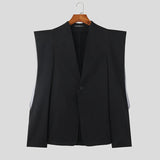 Men Blazer Solid Lapel Long Sleeve One Button