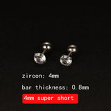 2PCS 4mm Short Ear Studs Earring Outside Upper