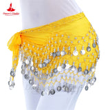 Belly Dance Belt for Women Chiffon Gold Coines