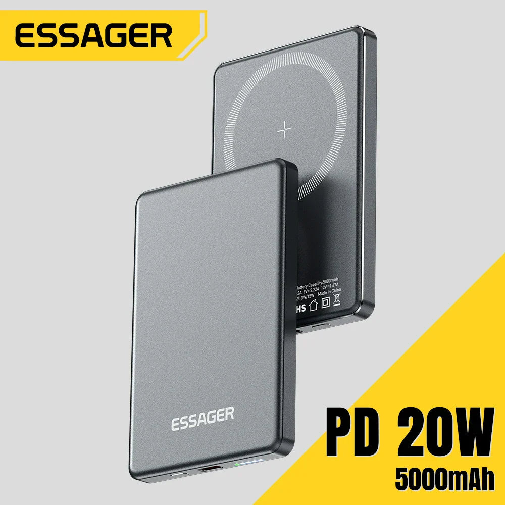 Essager Thin Wireless Power Bank 5000mAh Fast Charge