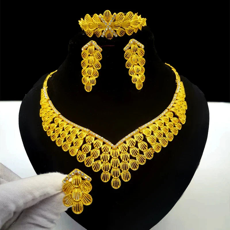 ANIID Indian 24K Gold Color Necklace Set For