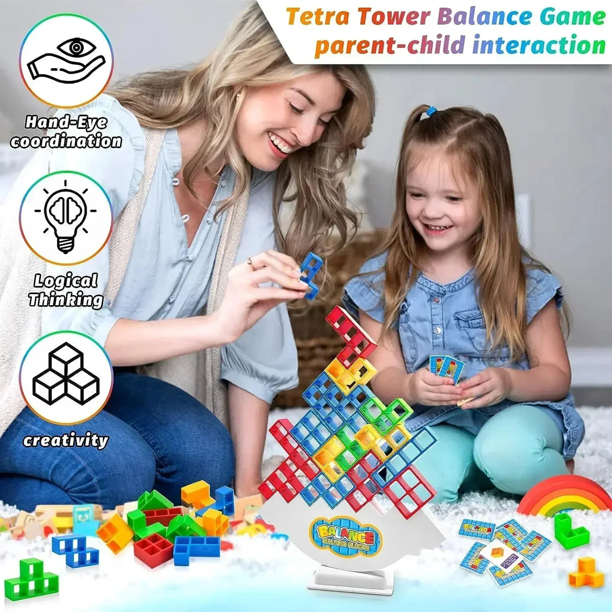 New 48PCS Tetra Tower Balance Stacking Building Blocks