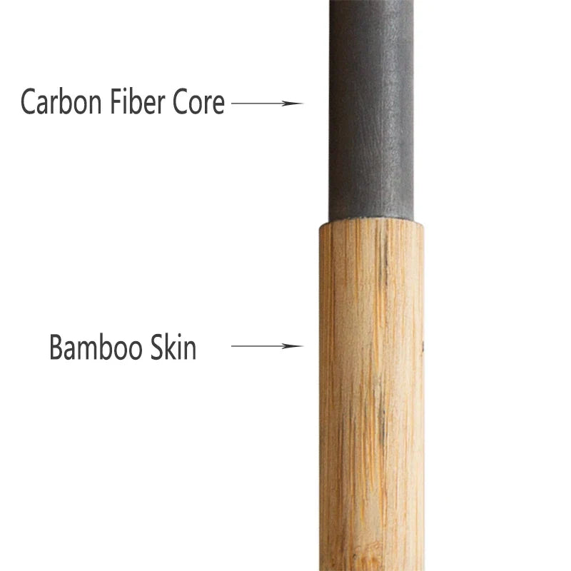 Bamboo Trekking Poles Carbon Fiber Hiking Sticks Portable