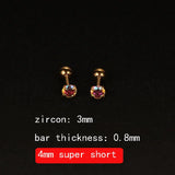 2PCS 4mm Short Ear Studs Earring Outside Upper