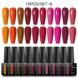 10Pcs Nude Glitter Gel Nail Polish Set Purple