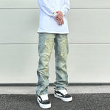 Streetwear Mens Blue Washed Jean Relaxed Fit Side