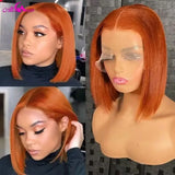 180% Density Ginger Orange Straight Bob Wig 13x4