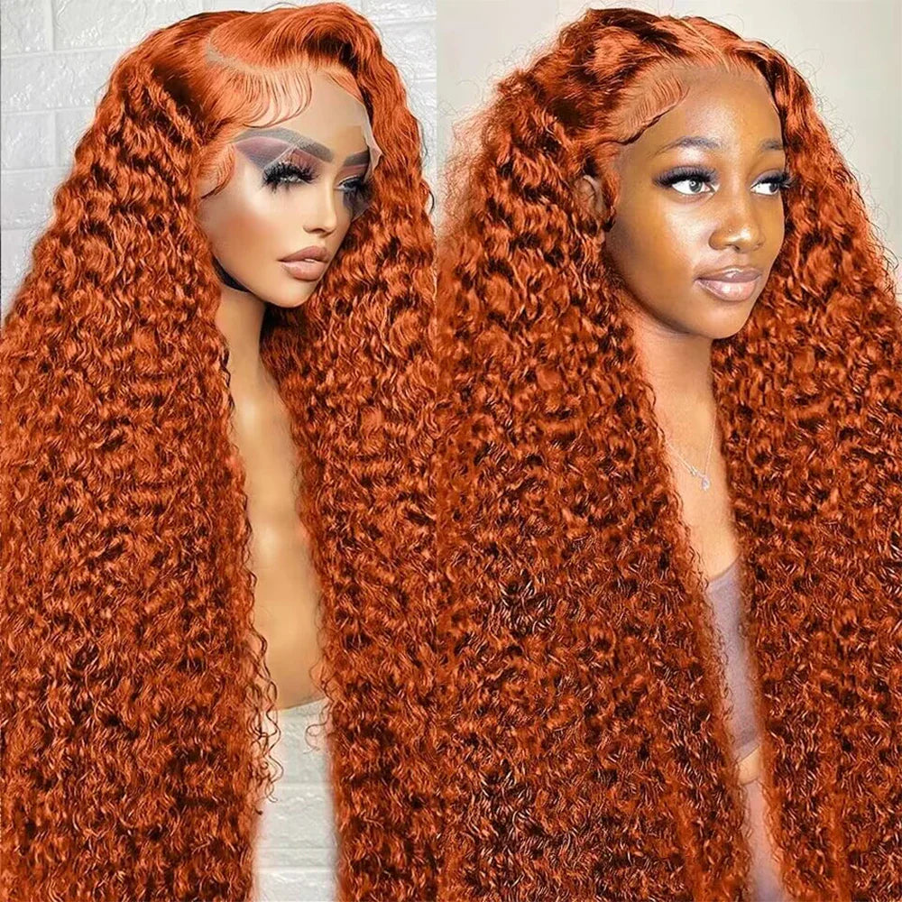 12-34 Inch Ginger Orange 13x6 Curly Lace Front