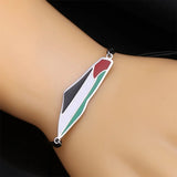 Palestine in Arabic Map With Flag Bracelet Jewelry