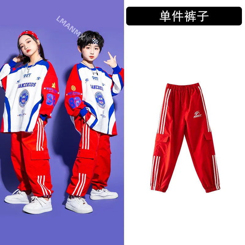 Kids Hip Hop Clothing Contrast Joggers Pant Boys