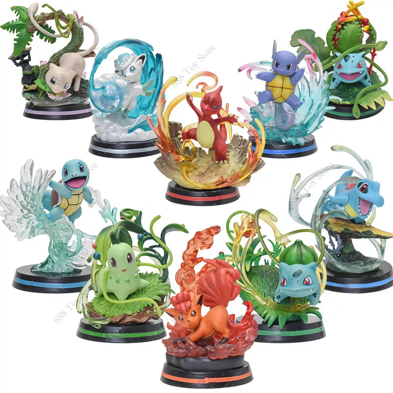 Anime Pokemon Figure Charizard Squirtle Bulbasaur Vulpix Scenes