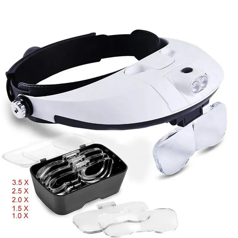 5 Lens LED Repair Helmet Headband Magnifying Glass