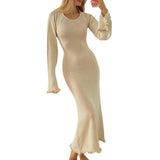 chic and elegant Women's Long Sleeve Knitted Bodycon