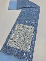 Heavy silver Sequins Lace Fabric With Bead Sequins