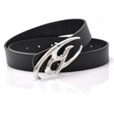 Y2k Leather Women's Belt Fashion Geometric Flame Buckle