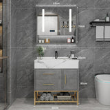 Marble Bathroom Cabinet Combination Solid Wood Intelligent Simple