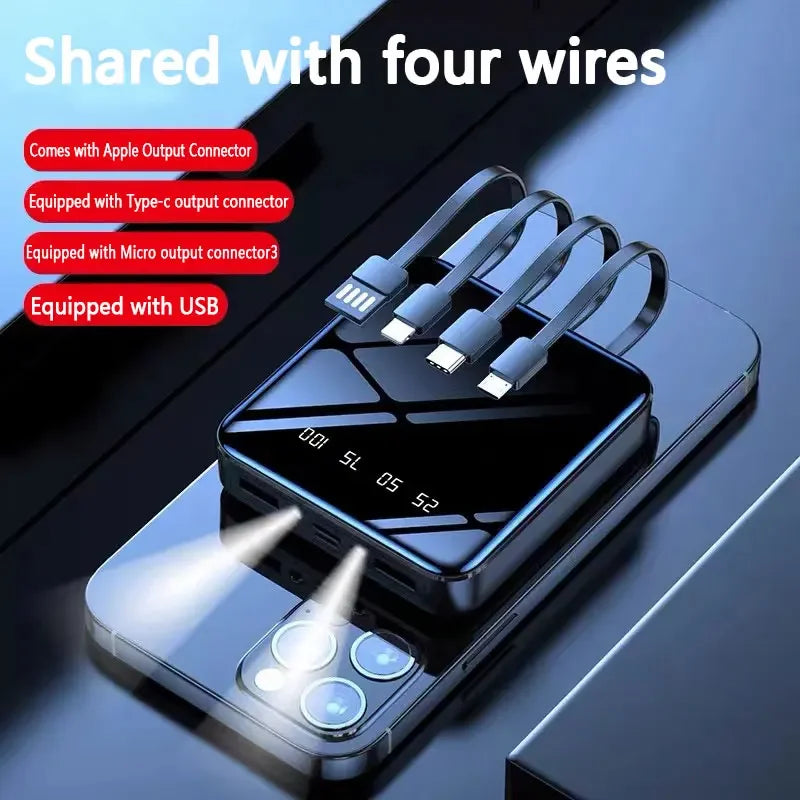 50000mAh Power Bank Mirror Digital Display Screen BuiltIn