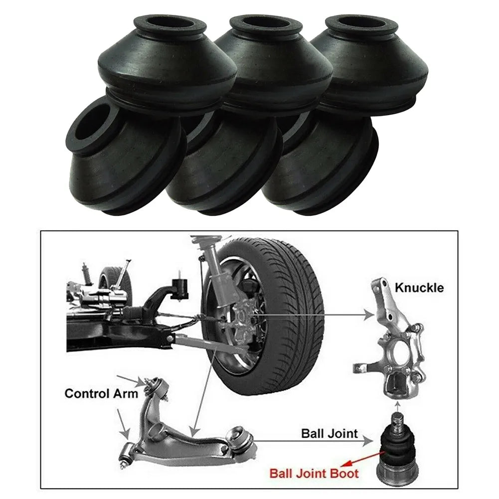 6pcs Rubber Tie Rod End & Ball Joint Boots