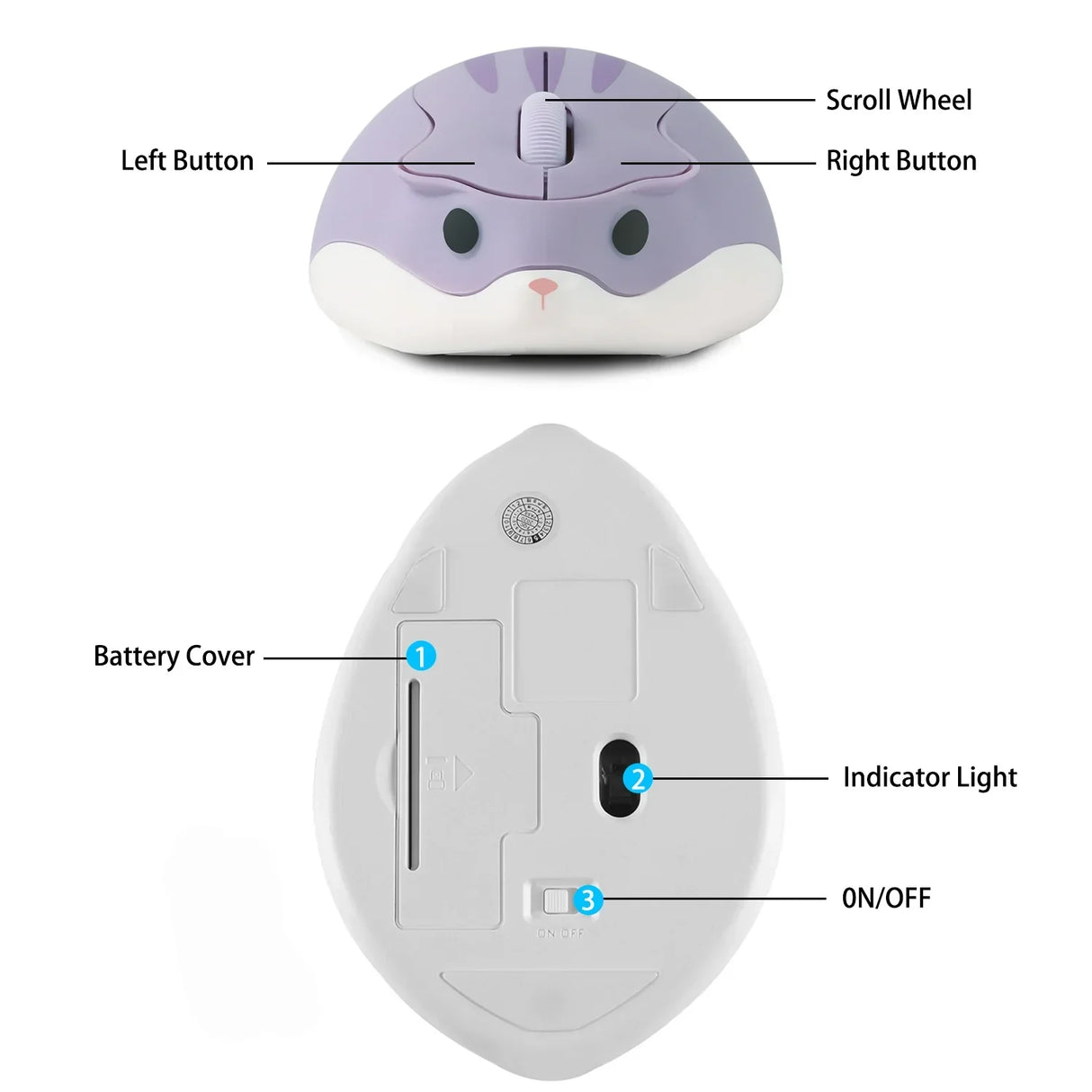 Cute 2.4G Wireless Bluetooth Mouse Mini Optical Silent