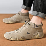 Leather Casual Sneakers for Men Motorcycle Shoes 2023