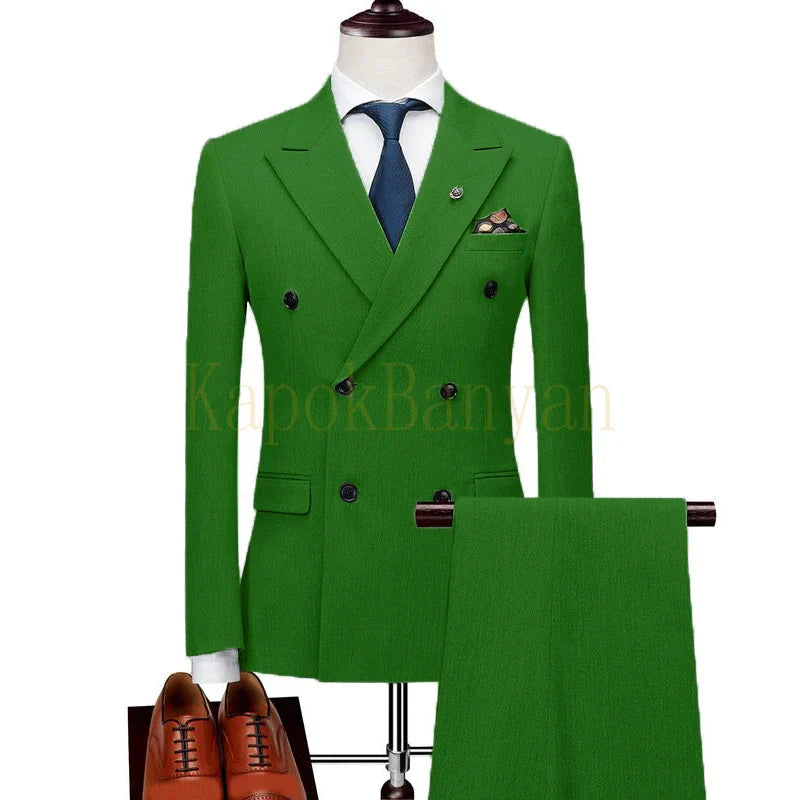 Mens Double Breasted Suits Terno Masculino Slim Fit