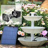 Solar Bird Bath Water Fountain Detachable DIY Water