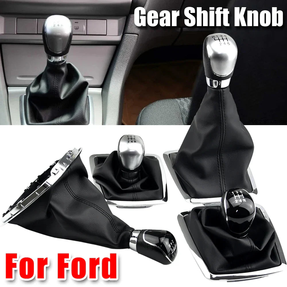 5 6 Speed MT Gear Shift Knob Shifter Lever Gaiter Boot Cover For Ford Focus 2 Mondeo MK2 2004-2011