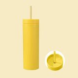 Plastic Straw Cup Double-Layer Water Bottles Coffee Cup