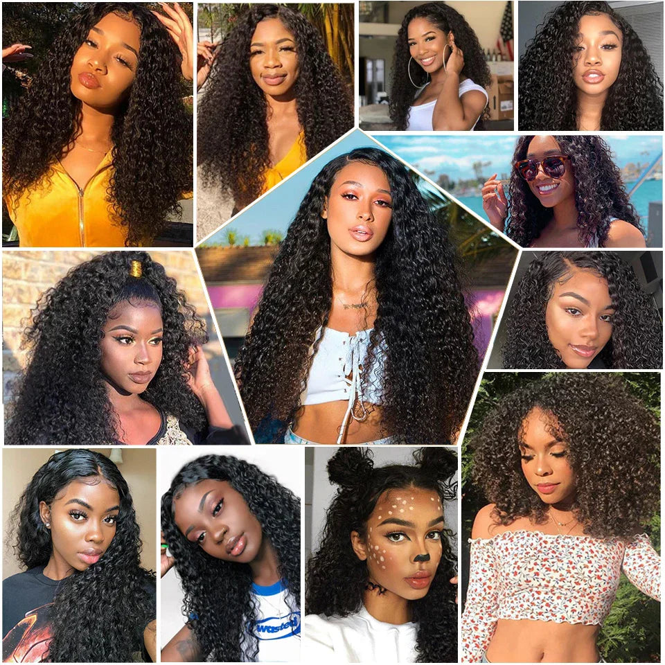 12A Kinky Curly Human Hair Bundles With Frontal