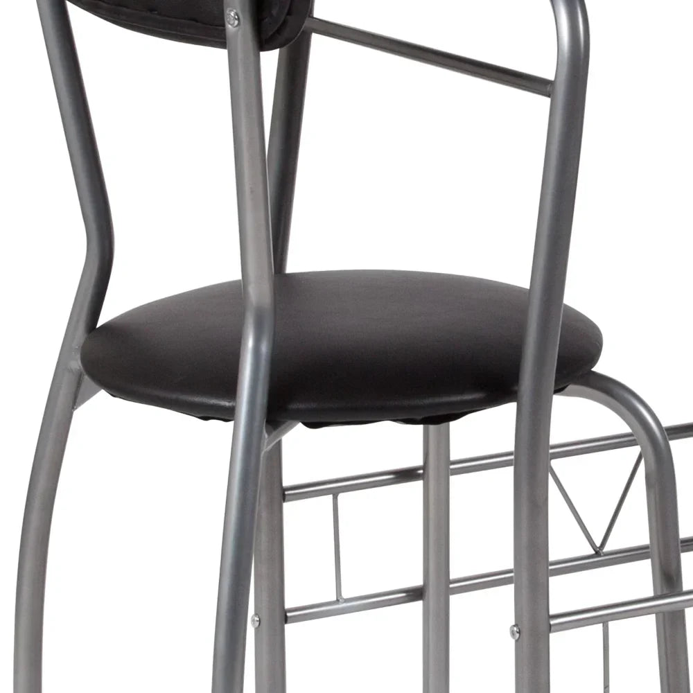 Sutton 3 Piece Space-Saver Bistro Set with Black
