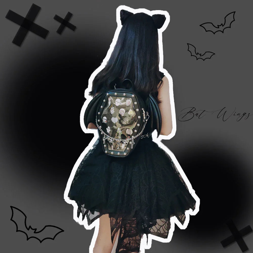 Bat Wings Ita Backpack Enamel Pin Display Shoulder