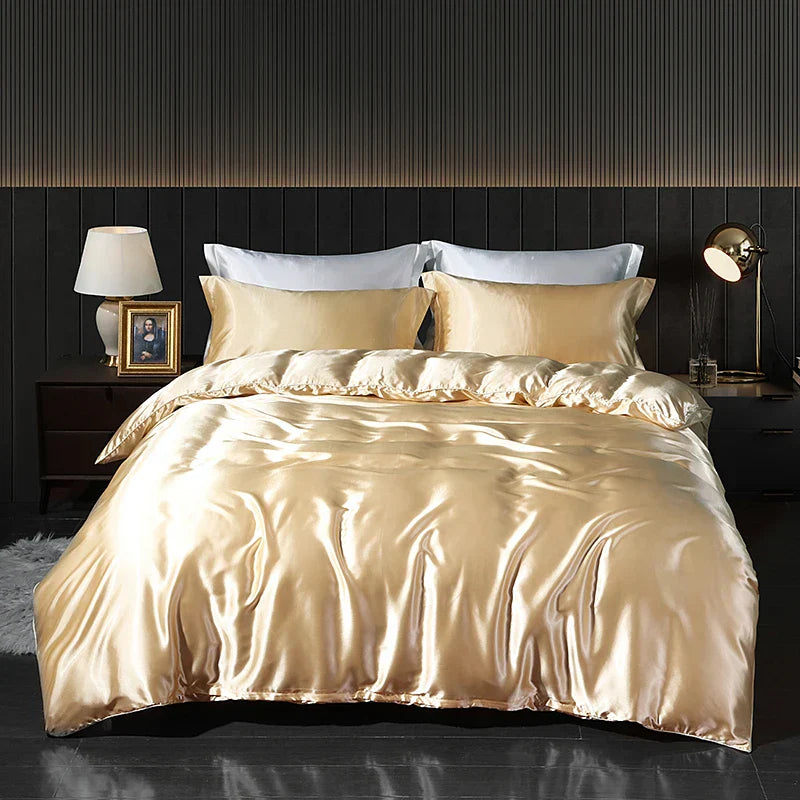 Luxury Gold Mulberry Silk Bedding Set Comforter Quilt