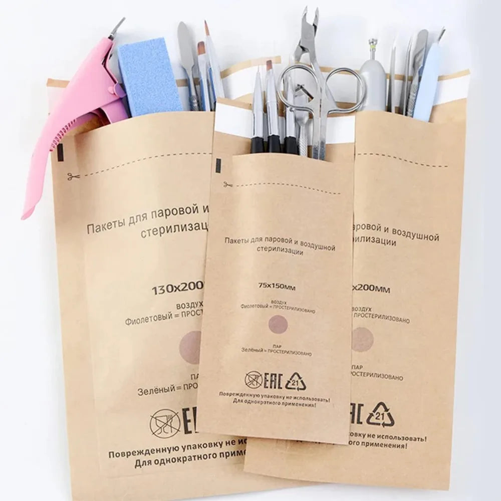 100/200/300PCS Kraft Paper Cleaning Bag High Temperature Disinfection