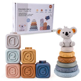 Block Toy Soft Silicone Soft Cubes Stacking Tower