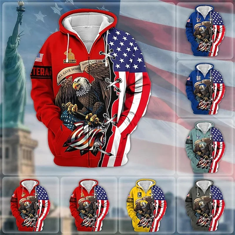 New 3D US ARMY Printed Zip Up Hoodies