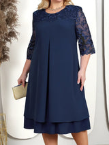 Plus Size Dress Elegant Embroidery Chiffon Prom Formal