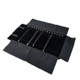 Fashion Black Velvet Zipper Jewelry Roll Bag