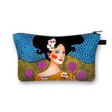 Fashion Lady Painting Print Cosmetic Bag Woman Portable Travel Makeup Storage Bags Afro Girl Cosmetic Case Lipstick Holder Bag