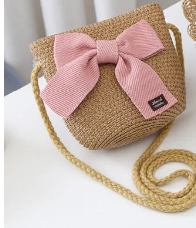 2pcs Set Summer Straw Hat With Bag For