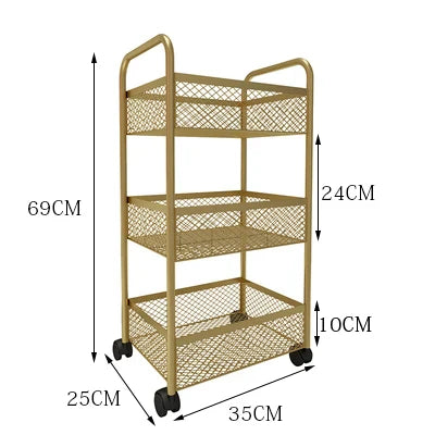 Food Trailer Trolley Rolling Cart Organizer Metal Vegetable
