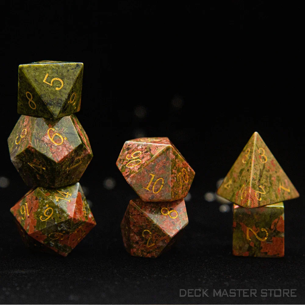 7pcsset Polyhedral Gemstone DnD Dice Set for Tabletop