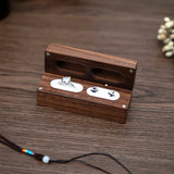 Walnut Wooden Ring Box diamond Pendant Neckl ace