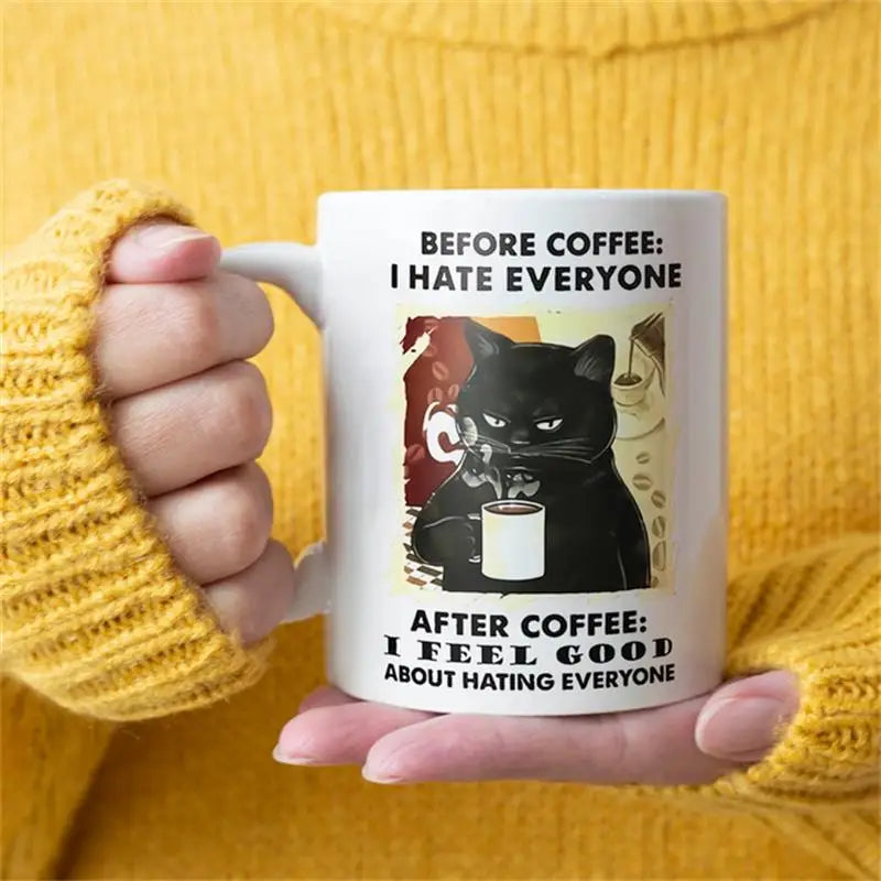 Funny Cat Mugs Coworker Gifts Coffee Spelled Backwards
