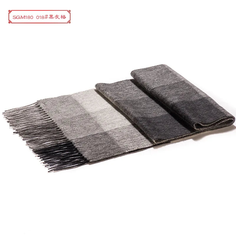 High Quality 100 Wool Scarf Men Autumn Winter