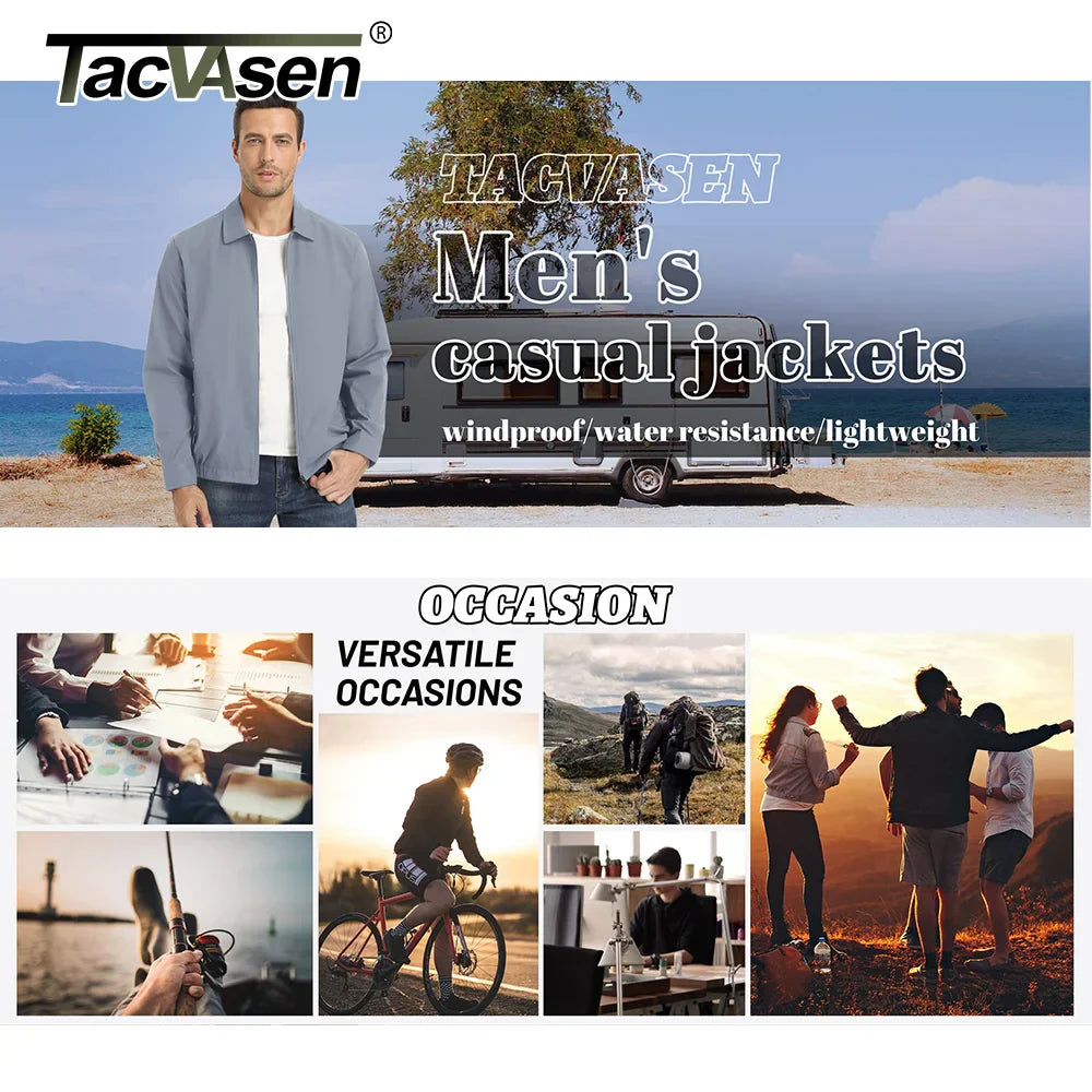 TACVASEN Lightweight Work Jackets Mens Classic Tunic Style