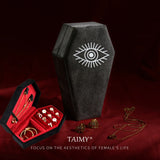 TAIMY Gothic Velvet Jewelry Coffin Shape Ring Necklace