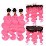 Elfriede T1BPink Body Wave Ombre Colored Hair Bundles