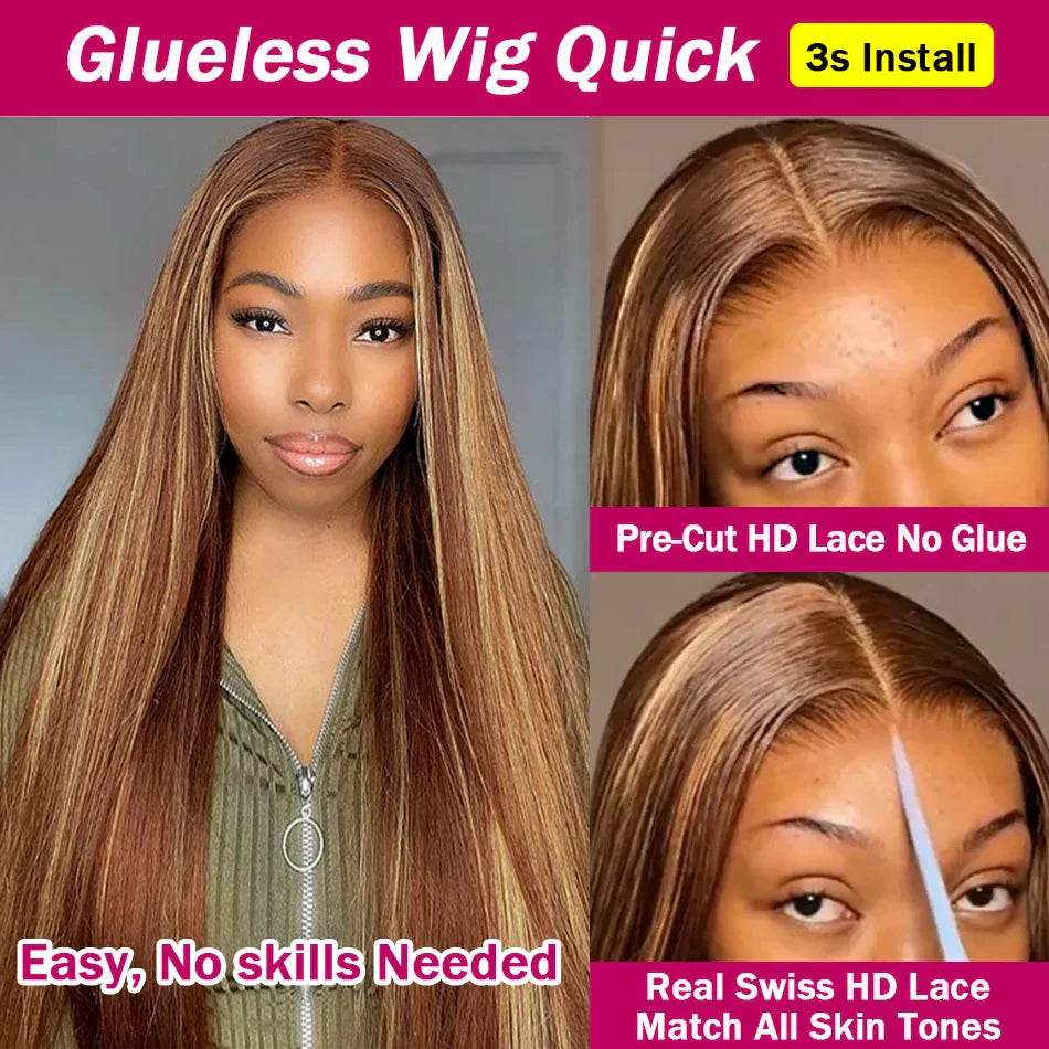 250% HD Highlight Bone Straight Lace Frontal Wig