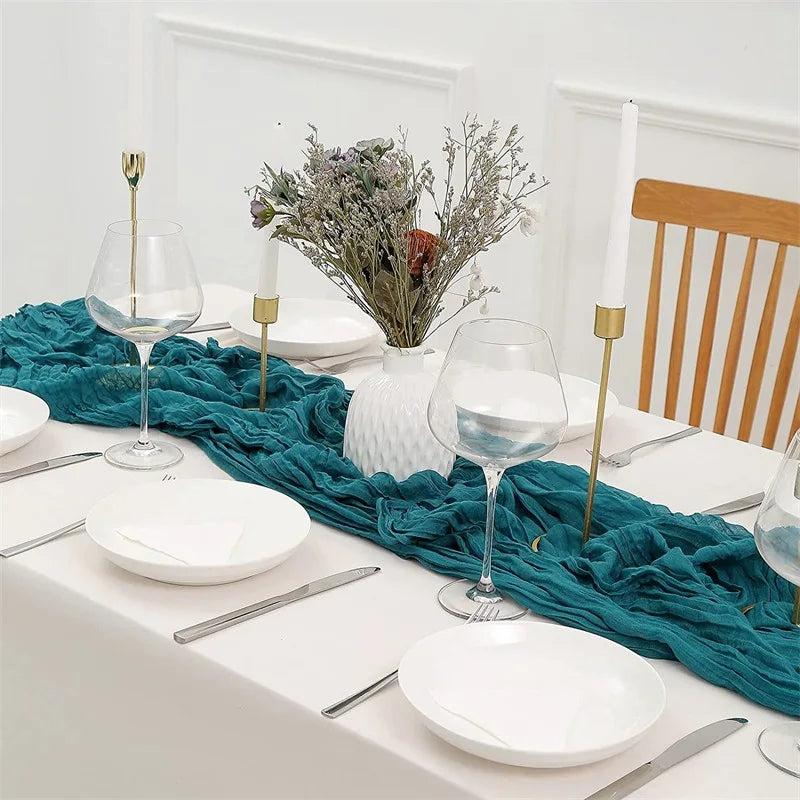 Crinkling Table runner gauze translucency doilies Holiday party